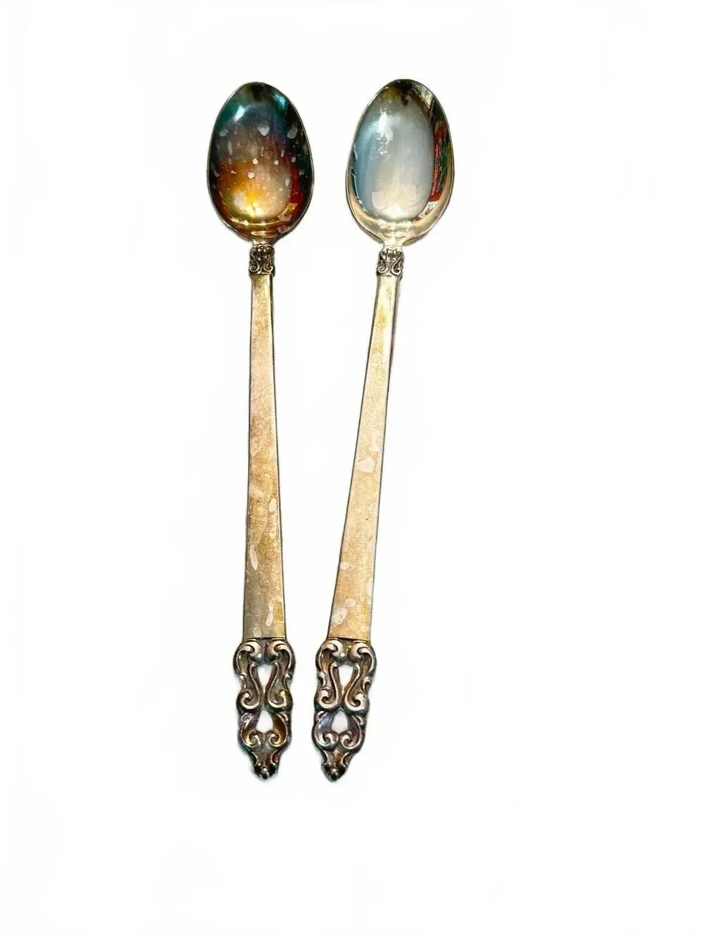 1847 Rogers Bros King Frederik Silverplate Iced Tea Spoons, Set of Two